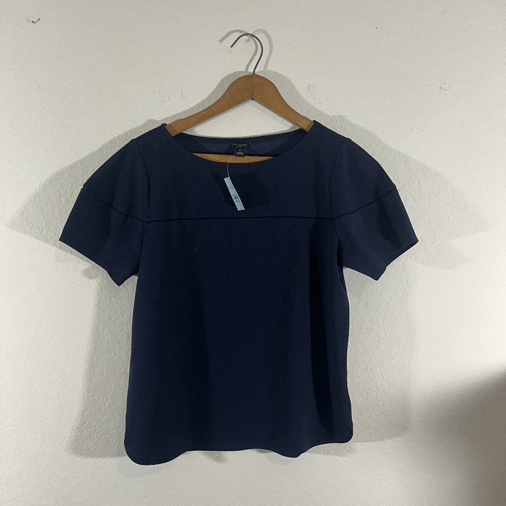 NWT Ann Taylor Womens Dark Blue Top Blouse Size Small Style 533847